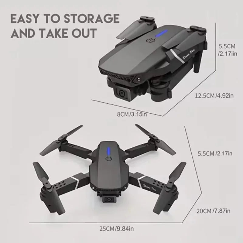 E88Pro 4K RC Drone - Professional Foldable Quadcopter with HD Camera & 3 Batteries